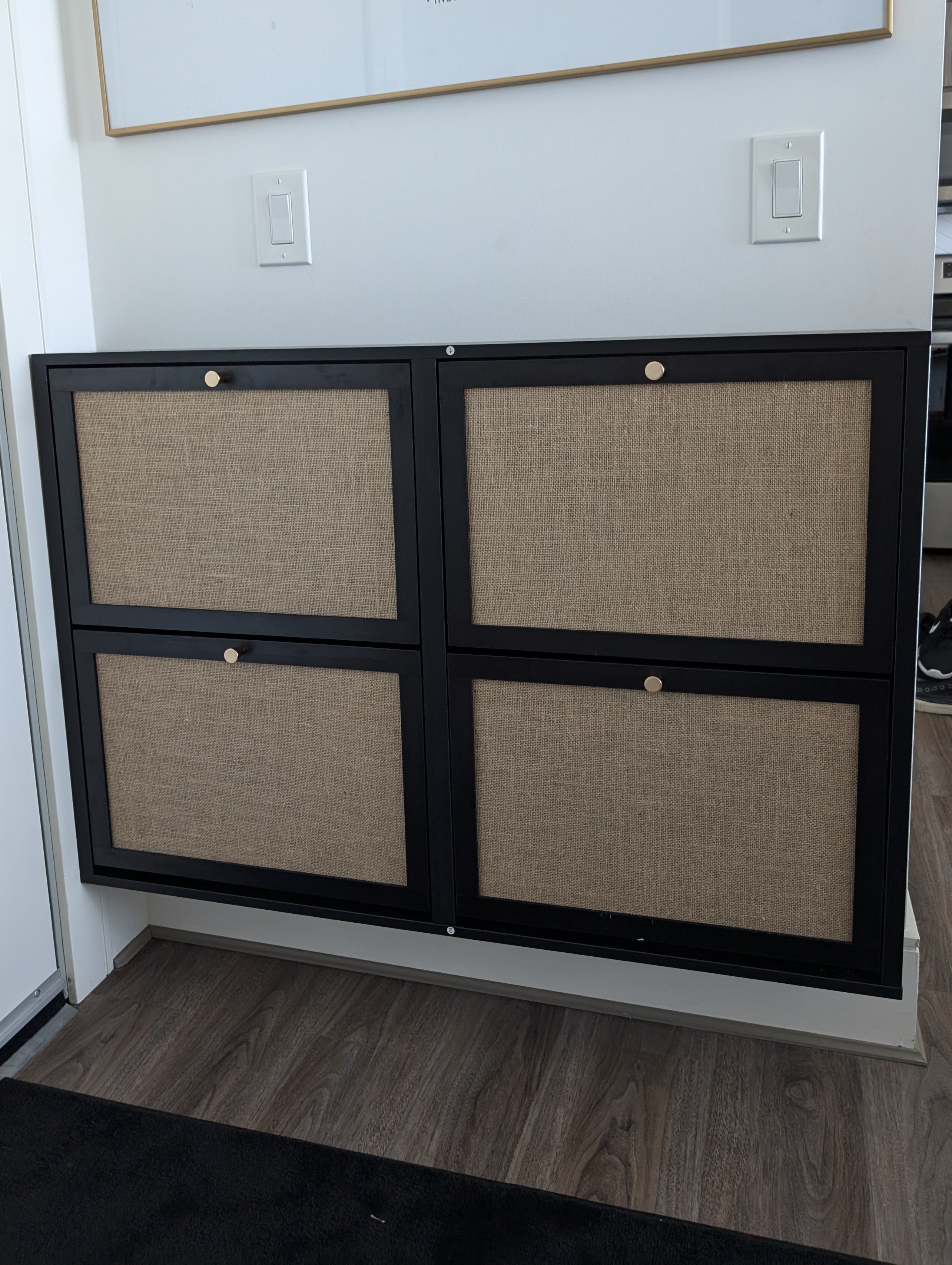 Shoe rack mounted in downtown Calgary.